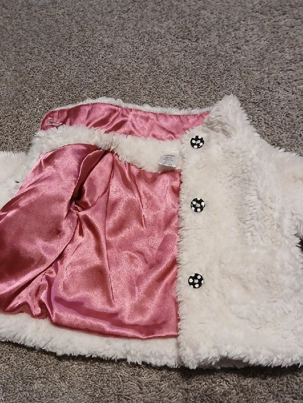 Gymboree Faux Fur Jacket with Pink Lining Size 12-18 Months